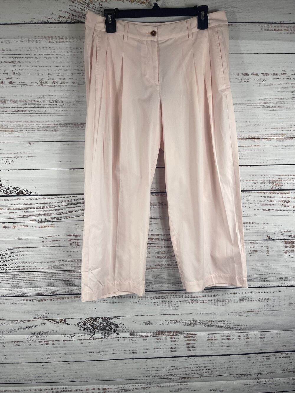 Jejia Pants Womens 44 US Size 4 Pink Cotton Twill Cropped Pleated Relaxed Ankle